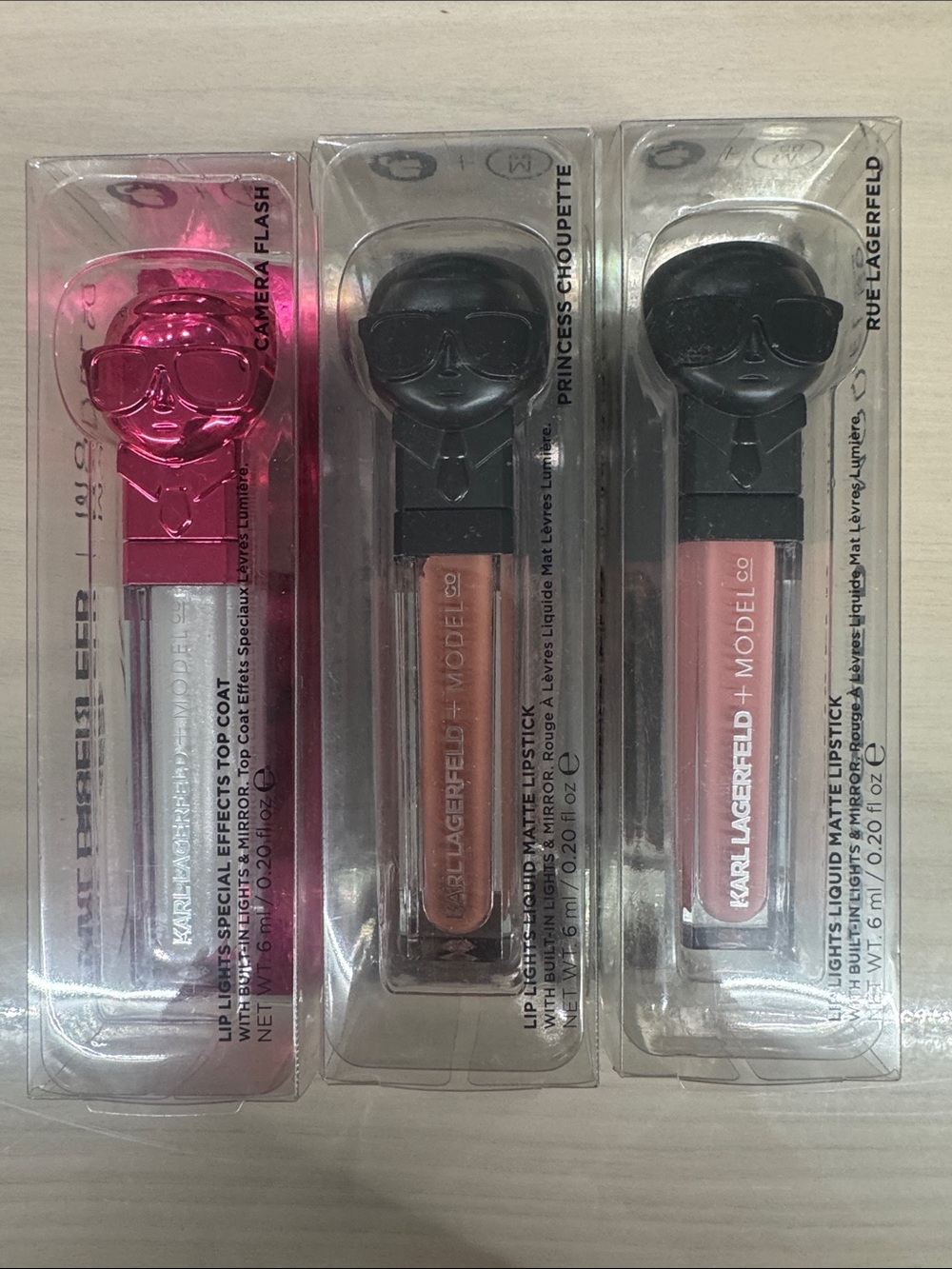 Karl Lagerfeld Liquid Matte Lipstick Trio — Hot Pink, Bronze, Nude Pink